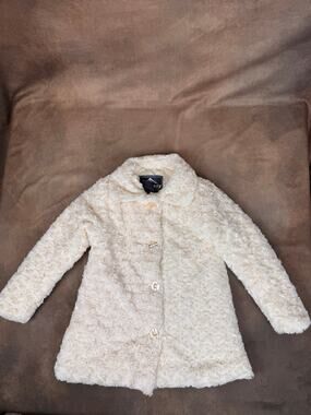 Climate Concepts Girls Ivory Faux Fur Dress Coat Size 6X #999